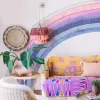 Autocollants Grand autocollant mural arc-en-ciel violet, papier peint de décoration pour chambre d'enfants, autocollants arc-en-ciel Boho, peintures murales en vinyle, sparadrap de décoration nordique pour la maison