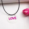 Kedjor Creative Letter Round Formed Pendant Acrylic Necklace For Women Girls Simple Delicate Geometric Valentine's Day Gifts