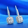 Stud Earrings Solid Platinum PT950 14K WhiteSquare Four Around Set Dangle Sweet Simple Celebrity Personalized