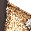 Luce oro paillettes One Butt collo a scialle giacca da uomo Bling Glitter discoteca Prom DJ Blazer giacca da uomo da sposa X3xf #