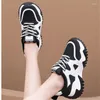 Casual Shoes 8CM Women High Platform Sneakers 2024 Autumn Breathable Chunky Dad Thick Sole Trainers Leather Woman
