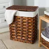 Laundry Bags 7-Piece Wicker Hamper And Bath Combo Set Chocolate Brown Bag Washing Bin Organizer