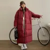 Nouveau Design coréen Down Cott manteau femmes Lg sur la longueur du genou épais lâche bombe décontracté confortable pardessus couleur unie X1026 O9S7 #