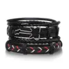 Handgeweven armband leer modieuze retro meerlaagse leren combinatiearmband heren trendarmband AB27