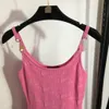 326 XL 2024 Milan Runway Dress SPring Summer Sleeveless Black Pink Mid Calf Brand Same Style Womens Dress Fashion High Quality 20232070