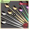 Spoons 1/2/5PCS Coffee Stainless Steel Teaspoons Rose Flower Shaped Scoops Long Handle Gold Teas For Stirring