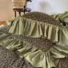 Bedding Sets Cotton Green Ruffled Flower Duvet Cover Set France Vintage Farmhouse Comforter Fitted/Flat Sheet Pillowcases