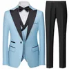 Männer Britischer dünner Anzug 3-teiliges Set Jacke Weste Hosen / männlich Busin Gentleman High End 3 Stück lässig Dr Blazers Mantel Hose v60q #