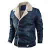 Mäns vinter denimjacka ullfoder tjockt utomhusrockar militär jeans jacka manlig tjock varm bombplan armé cowboy jackor 80qa#