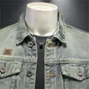 2024 Luxe Haute Qualité Printemps et Automne Nouveaux Produits Européens Commerce Extérieur Denim Manteau Hommes Col Rabattu Slim Fit Haut de Gamme Denim Manteau Veste Tendance Taille M-5XL