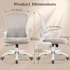 Office Chairs, Ergonomic PC Desk Wheels, Adjustable Lumbar Support and Height, Swivel Computer Chair with Flip-up Armrests, Ergo Mesh Backrest for Working