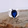 Кольца кластера Блестящие синие оптом посеребренное кольцо 925 модные украшения серебро 925 пробы IUVACQAZ