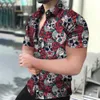 Summer Men's Shirts Hawaiian Shirt Skull Graphic 3D Printing Outdoor Street Kort ärmar Män FI -kläder Toppar Streetwear O2HS#