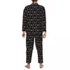 Home Clothing Pyjama männliche rosa schwarze Gläser Freizeit Nachtwäsche Hipster Brille 2 Stück Retro Pyjama Set Long-Ärmeln übergroßen Anzug