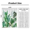 Planta de hojas verdes tropicales sobre fondo blanco Cortinas de ducha inodoras para decoración de duchas y bañeras de baño con ganchos 240328