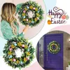 Dekorativa blommor 2024 Easter Resurrection Festival Faux Flower Ring Door Hanging Ornament Vine Stripes Egg Accessories Layout Scene Decor