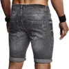 Shorts jeans masculino estiramento curto jeans rasgado poliéster amigável verão calças curtas masculinas para uso diário preto M-XL 2021 s9jS #