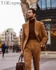 brown Men Suits Peaked Lapel Single Breasted Busin Suit Blazer Jacket Men Tuxedos Groom Wedding Clothes 2 Piece Coat+Pants C32l#
