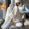 Women Wide Leg Corduroy Pants Winter Warm Causal Fleece fodrade byxor FI Korean Y2K Löst hög midja Estetiska byxor 49D7#
