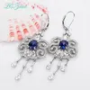 Dangle Earrings L&zuan Drop For Women 925 Sterling Silver 5.17ct Luxury Sapphire Fine Jewelry Bijoux Femme Boucle D'oreille E0064-W02