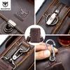 BULLCAPTAIN Crazy Horse Leather Male Waist Pack Phone Pouch Bags Bag Mens Small Chest Shoulder Belt Back YB075 240326