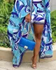 Özet Baskı Batwing Sleep Hardigan Şort Seti Kadınlar Eşleşen Setler İki Parçalı Top Suit Plaj Giyim Tatil 240328