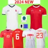 2024 سويسرا لكرة القدم قمصان الرجال الرجال KITS 24 25 Embolo Shaqiri Xhaka Elvedi Akanji Zakaria Sow Rieder 2025 Boys Football قمصان السويسرية بالزي الرسمي للنساء