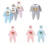 5 styles Baby long sleeve 2pcs M Cotton Romper set with cap Newborn Christmas 018M Rompers Toddle infant bodysuit Children onep4217639