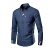 new Casual Cott Soft Thin Mens Shirts Slim Fit Luxury Busin Lg Sleeve Shirt Male Lapels Outwear Streetwear L8ug#