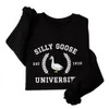 Silly Goose University Crewneck Sweatshirt 재미있는 구스 스웨트 셔츠 여성 스웨트 셔츠 재미있는 구스 Tshirt B16b#