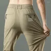 Pantalones para hombres Casual Verano Elástico Pierna recta Baggy Cintura ajustada Tendencia Seda de hielo Negocios para hombres Ropa Pantalones