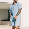 2024 Nieuwe Mannen Tweedelige Set Korte Mouw Revers Butt Shirts En Shorts Strand Pakken Mannen Zomer Kleding streetwear Trainingspak 69 Ps #