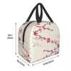 Japanese Sakura Cherry Blossoms Insulated Lunch Bags for Women Resuable Thermal Cooler Flowers Bento Box Kids School Children 240320