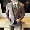 4xl 5XLBlazer+Vest+Trousers Men's Elegant Fi Busin A Variety of Gentlemen Casual Formal Woolen Suit Three-piece Suit l1y1#