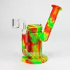 Kit de tuyaux en verre de bang en silicone coloré narguilé pipe à eau barboteur filtre en verre plates-formes pétrolières bol portable étui de rangement amovible porte-cigarette pipe à main DHL