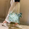 Drawstring berrak çanta kova çantaları moda şeffaf kadın omuz messenger plaj gündelik alışveriş bolsa feminina