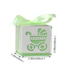 Wrap prezent 50PCS Baby Carriage Laser Cut Favors Difts Box Chrzest puste cukierki z wstążką