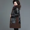 새로운 중년 여성 다운 재킷 LG 겨울 재킷 천연 모피 칼라 후드 파카 오버 코트 fi 90% 흰색 오리 다운 코트 P1OC#