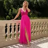 Бальные платья Сексуальное розовое длинное вечернее платье с открытой спиной Потрясающий тюль с пайетками и трапециевидной линией Оптовая продажа Женские вечерние платья на свадьбу на складе