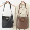 Bag Bucket Pure Color Pu Soft Leather Simple One-Shulder Two-in-One Female Casual Retro stor kapacitet Fashion Messenger