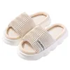 Slippers All Seasons Women'S Comfort Cotton Linen Open Toe Slides Men Thick Platform Flat Silent Home Shoes Couple