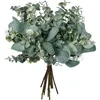 Fleurs décoratives 10 pcs mixtes artificiels ovales eucalyptus ovales feuilles tiges et pulvérisation pour bouquets de couronne florale en vase