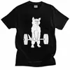 Fi Mens drôle Powerlifting chat T-Shirt Deadlift levage T-Shirt à manches courtes col rond Cott T-Shirt d'été hauts vêtements 18ne #