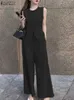 Kvinnliga matchande uppsättningar Zanzea Lady Office Outfits Summer Women Blus Causal Wide Leg Pant Set Elegant Solid Ol Suit Tracksuits L2HS#