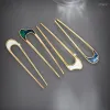 Hair Clips Barrettes Fashion Luxury Sier Gold Color Elegant Shell Enamel Hairpin For Women Metal Stick Hairwear Accessories Jewelry Dr Ot0Qa