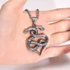 Ожерелья с подвесками, 24 дюйма, готическое ожерелье с двойной змеей, винтажный религиозный свитер из нержавеющей стали в стиле хип-хоп, панк, JewelrPend299n