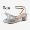 Sandalet Yeni 2023 Yaz Kadın Süper Yüksek Topuklu Kelebek Knot Tatlı Lady Ofis Ayakkabıları Plus Boyut 35-46 H240328IS1H