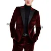 Hommes Double boutonnage 2 pièces ensemble formel Slim Fit smoking costume de bal Veet mâle marié mariage Blazers Dr veste manteau pantalon L6fP #