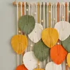 Tapisserier Macrame Wall Leaves Bohemian Woven Art Prydnadsdekor för barnkammare sovrum levande badrum kök