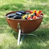 Ustensiles de cuisine Ensembles de poêle à barbecue en forme de boule de camping en plein air portable avec braisage et cuisson intégrés en gros